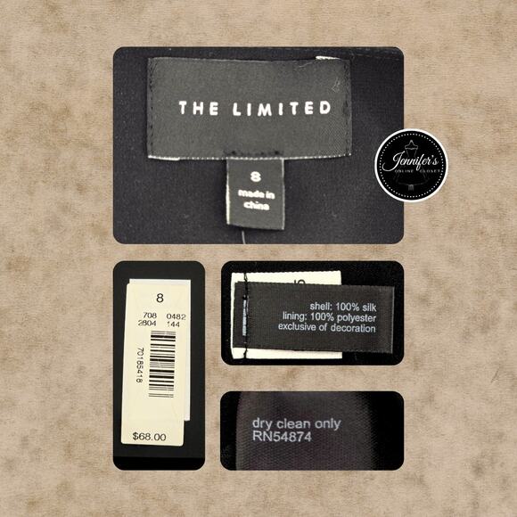 The Limited NWT 100% Silk Black Tan Gray Floral A-Line Vintage Skirt Size 8 - Picture 8 of 10